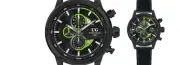NEW Ulysse Girard 14083 Mens Masson Watch Black/Green Accent Chronograph Leather