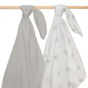 Organic Muslin Swaddle Wraps 2 Pack - Dandelion/Grey