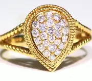 Designer 14K Gold Natural Diamond .45CT Anniversary Engagement Halo Ring Vintage