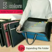 Expanding File Folder Organizer Documents Bags A4 Paper Holder 13 Pockets Green