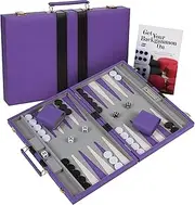 Get The Games Out Top Backgammon Set - Classic Board Game Case - Best Strategy & Tip Guide (Purple, Large)