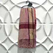 NEW TopShop pink plaid fringe scarf