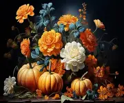 FALL FLORAL PUMPKINS COMPUTER MOUSE PAD 9 x 7