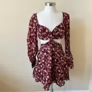 New! Bardot Logan cutout twist front Floral Mini Dress 26033