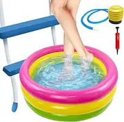 Inflatable Pool Foot Bath Basin, 22 x 6.7 inch Foot Soaking Bath Basin with 2 Pumps for Pool Entry Ladder Portable Pool Foot Wash Basin Above Ground Swimming Pools Accessories for Pool Spa