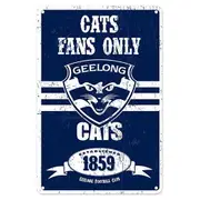 Geelong Cats Fans Only AFL Retro Metal Tin Wall Sign