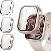 Tensea [3Pack for Apple Watch Screen Protector Case Series 10 42mm, iWatch Protective Face Cover, Tempered Glass Film Hard PC Bumper for Women Men, Ultra-Thin Guard