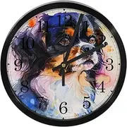 Cavalier King Charles Spaniel Dog Non-Ticking Wall Clocks, Battery Operated Silent Wall Clock for Bedroom Living Kitchen Office Home Art Decor