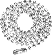 [HARFINGTON] Iron Ball Chain 2.4mm 17.7" Length Round Bead Necklace Dog Tag Pull Chains with Connectors Clasps for Men Women Jewelry Making Bracelets Keychain, Silver