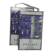 (2) Helios Goddess 24 Artificial Nails, Applicator, Glue Purple Faceted Pattern