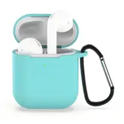 For AirPods 2nd Gen Case, Silicone Protective Cover, Snap Hook, Mint Green