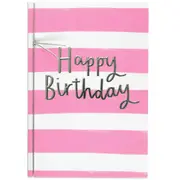 Pink Striped Blank Birthday Card