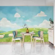 3D Sheep Grass Sky Landscape Wallpaper Wall Murals Removable Wallpaper