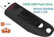 Ubuntu Desktop 24.04.1 LTS Linux Live OS 32GB Bootable SanDisk USB Flash Drive