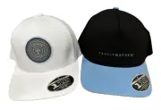 Lot of 2 Travis Matthew 110 Flexfit Adjustable Snapback Hat White/Blue FREE Ship