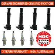 4x NGK Spark Plugs & 4x Swan Ignition Coils for Hyundai Accent MC for Kia Rio JB