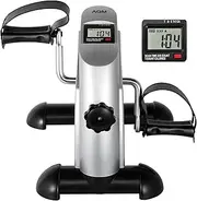 Mini Exercise Bike, AGM Under Desk Bike Pedal Exerciser Foot Cycle Arm & Leg Pedal Exerciser with LCD Screen Displays
