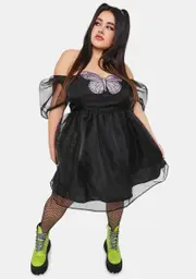 [Current Mood] Plus Take Flight Butterfly Puff Sleeve Dress