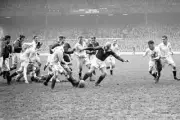 RUGBY UNION OLD PHOTO South Africas Basie Van Wyk Kicks The Ball 1952 1