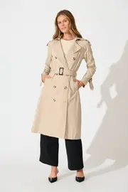 The Signature Midi Trench Coat Full Length Sleeve in Beige 8