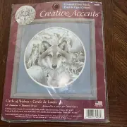 Vintage 12” Dimensions Circle of Wolves Wolf Cross Stitch Kit 79008 NEW