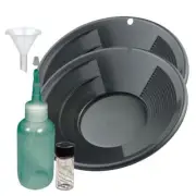 Sluice Monkey Set of (2) 10" Black Gold Pans Panning Kit with Sniffer, Vial & Fu