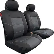 Canvas Seat Covers Fit for Nissan Navara D40 NP300 D22 D23 2006-2021 Waterproof Heavy Duty Black Carbon Front Pair