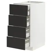 METOD / MAXIMERA base cb 4 frnts/2 low/3 md drwrs, white/Nickebo matt anthracite, 40x60x80 cm