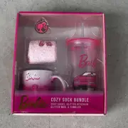 Barbie Cozy Sock Bundle Giftset Mug/Tumbler/Mug/Socks/Keychain NEW