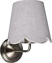 Lexi Lighting Lottie Wall Light, Vintage Scalloped-Edge Linen Fabric Shade, Antique Brass Metal Base, E27 Hardwired Indoor 1-Light Wall Mounted Lamp Fixture for Living Room Bedroom Stairs Hallway