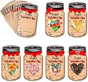 Valentines Day Cards for Kids - 50 Pack Mason Jar Valentine Gifts Cards - Funny Valentines Exchange Cards for School Class Classroom Party Favors (Candy Not Included)