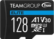 Team Group Elite A1 MicroSDXC Memory Card 128GB, R/W (Max) 100MB/s 50MB/s, 1500/500 IOPs, V30, UHS-I U3 With SD Adapter