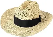 [Generic] Bohemian Crochet Sun Hat with Statement Bow - Adjustable 56-58cm - Unisex Summer Hat