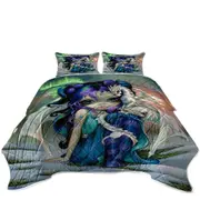 Beautiful Aurora Dragon Fairy and Frost Dragonling Coverlet