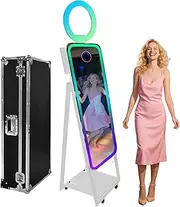 40'' Magic Mirror Photo Booth,21.5'' Interactive Touch Screen,Built-in Mini PC,RGB Light and Sharing for Event Party Wedding Rental (White, Photo Booth Machine)