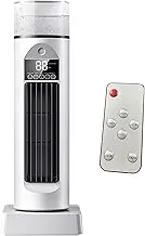 Air Conditioning Fan, Bladeless Tower Fan, Oscillating Cooler, Quiet Operations, 6-Speed Humidifier, Ideal for Bedroom, Offices, Indoor Use with Remote and Water Tank, 37x13x13cm 950g Black White