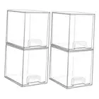 4 Pack Clear Stackable Storage Drawers,7.6" H Plastic Organizers Bins for