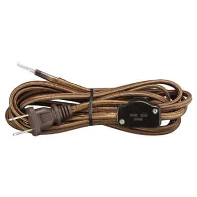 Brown Parallel Cloth Covered Cord with High/Lo Dimmer line Switch & Molded Plug