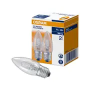 Osram Halogen Candle ES 360lm Clear 28W Light Globe - 2 Pack