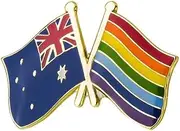 [Pinstant] Gay LGBTQ Rainbow Pride Australia Australian National Flag Crossed Flags Friendship Love Alliance Allies 1" Enamel Pin, 1 Inch, Enamel, enamel