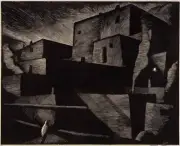 Pueblo Moonlight [wood engraving] : Howard Norton Cook : 1937 : Art Print