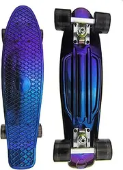 22x6in Skateboards,Mini Cruiser Complete Plastic Retro Skateboard with 64x45mm PU Wheels and ABEC-7 Bearing Max Load 220 lb
