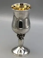 Sterling Silver Kiddish Cup 6" tall, made by Hazorfim