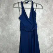 MICHAEL Michael Kors Maxi Dress Womens Small Prussian Blue Sleeveless Halter NEW