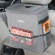 Car Trash Can with Lid, Leak-Proof, Storage Pockets, 3 Gallon Organizer – Grey