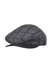Possum Merino Wool Silk Hat - Check Pattern Cheesecutter - Made in NZ