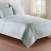 Basketweave Cotton Quilt Set - Reversible and Machine Washable