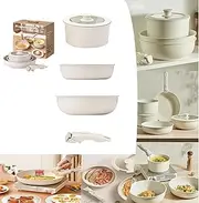 Gourmetific Cookware Set, Nonstick Detachable Handle Cookware, Gourmetific Nonstick Detachable Handle Cookware, Gourmetific Pan Set, Gourmetific Pots and Pans, Ceramic Nonstick Cookware Set. (9pcs)