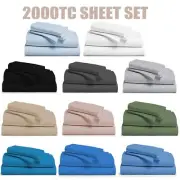 2000TC - 4Pcs FLAT&FITTED Sheet Set Ultra SOFT Queen/King/Super Size Bed New AU