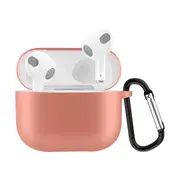 Solid Color Silicone Earphone Protective Case for AirPods 3rd Gen, with Hook, Orange